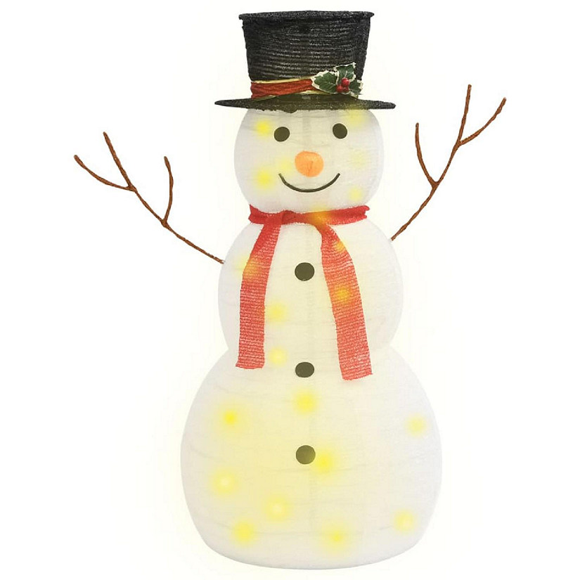 vidaXL Decorative Christmas Snowman Figure with LED Luxury Fabric 3 ft Image