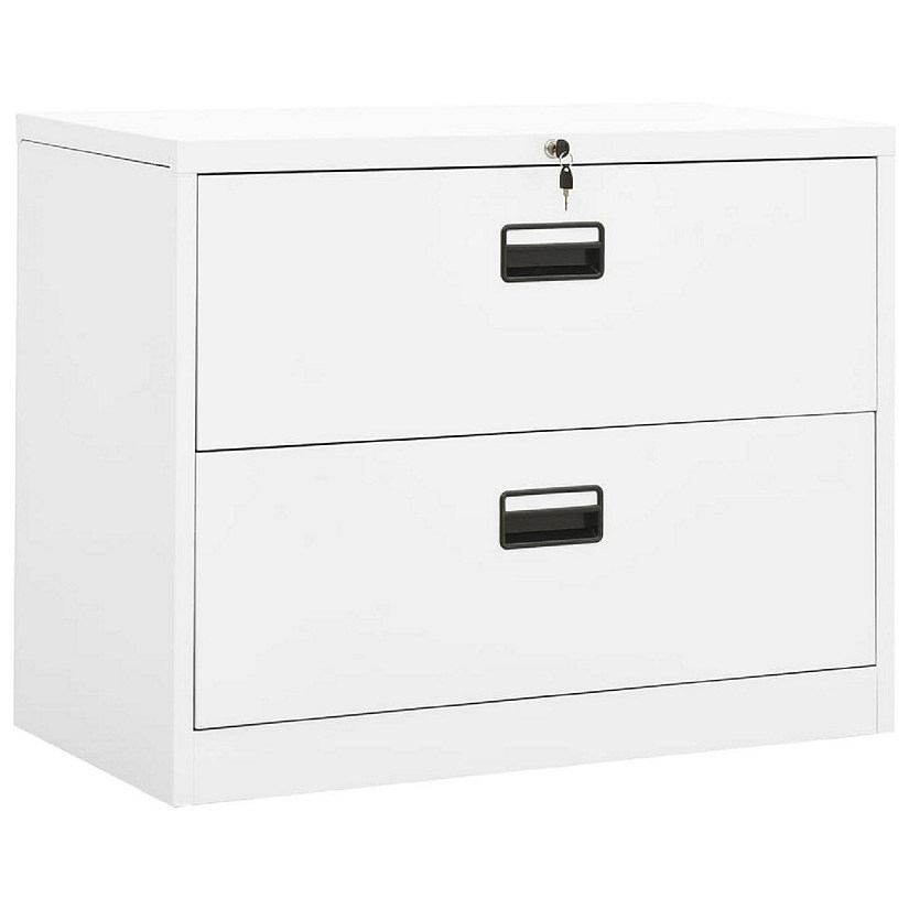 vidaXL Filing Cabinet White 35.4"x18.1"x28.5" Steel Image