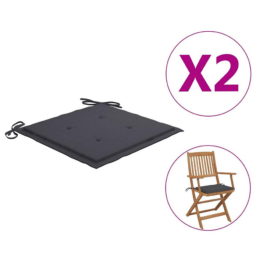 vidaXL Garden Chair Cushions 2 pcs Anthracite 15.7"x15.7"x1.2" Oxford Fabric Image