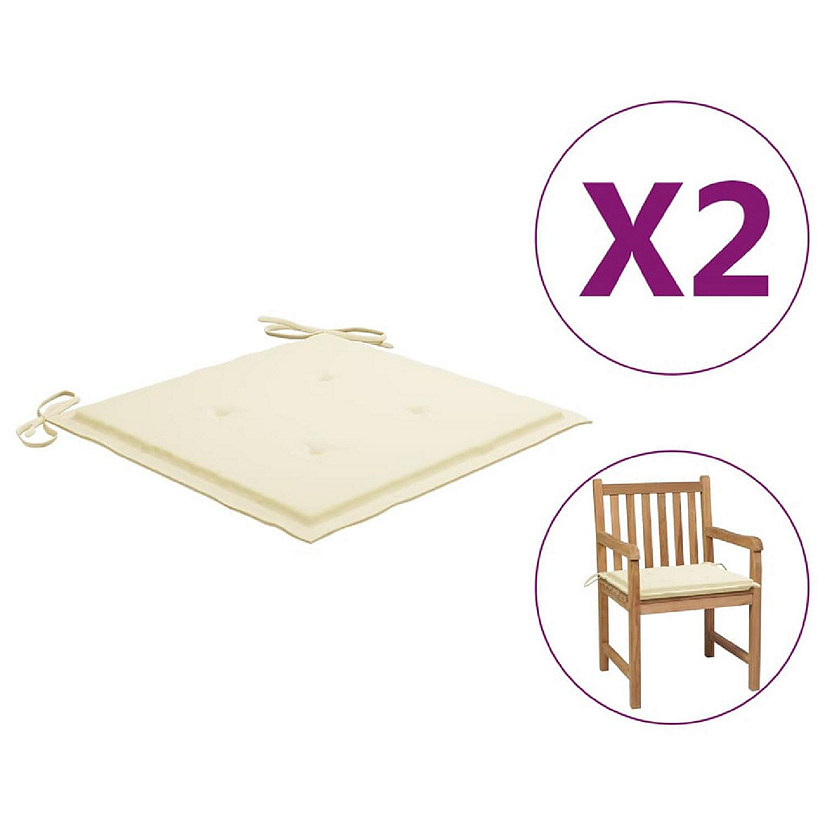 vidaXL Garden Chair Cushions 2 pcs Cream 19.7"x19.7"x1.2" Oxford Fabric Image