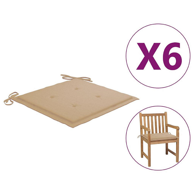 vidaXL Garden Chair Cushions 6 pcs Beige 19.7"x19.7"x1.2" Oxford Fabric Image