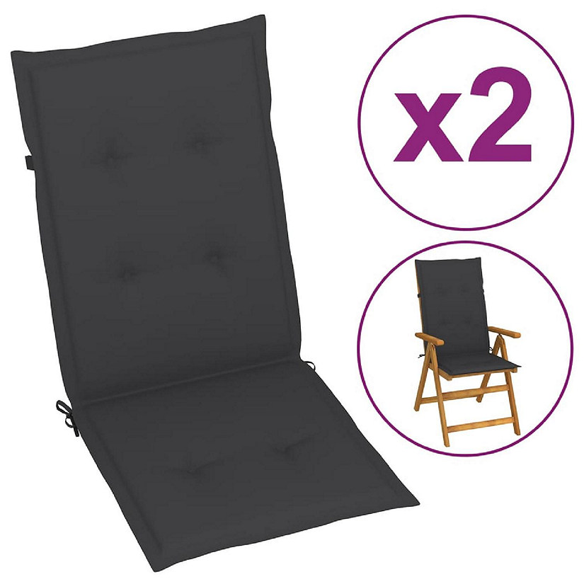 vidaXL Garden Highback Chair Cushions 2 pcs Anthracite 47.2"x19.7"x1.2" Fabric Image
