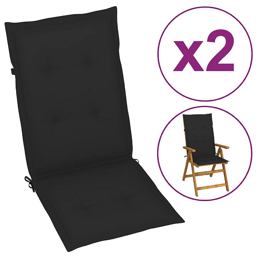 vidaXL Garden Highback Chair Cushions 2 pcs Black 47.2"x19.7"x1.2" Fabric Image