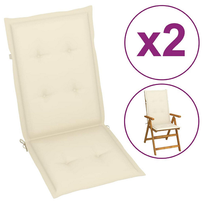 vidaXL Garden Highback Chair Cushions 2 pcs Cream 47.2"x19.7"x1.2" Fabric Image
