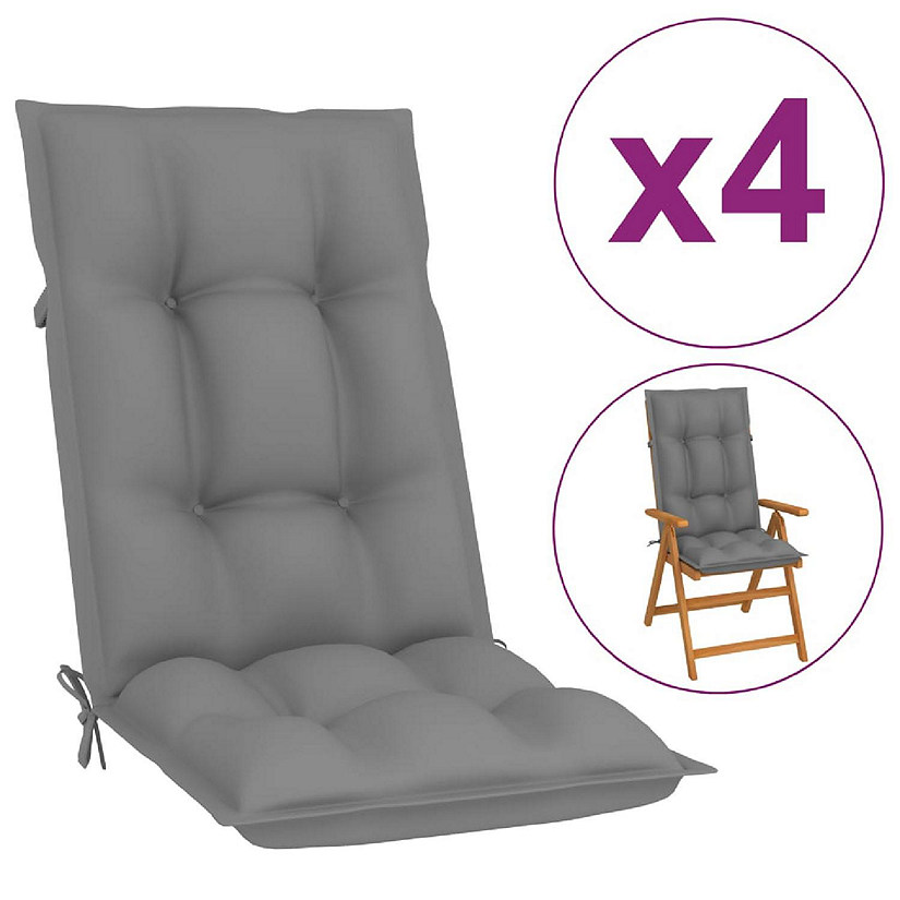 vidaXL Garden Highback Chair Cushions 4 pcs Gray 47.2"x19.7"x2.8" Fabric Image