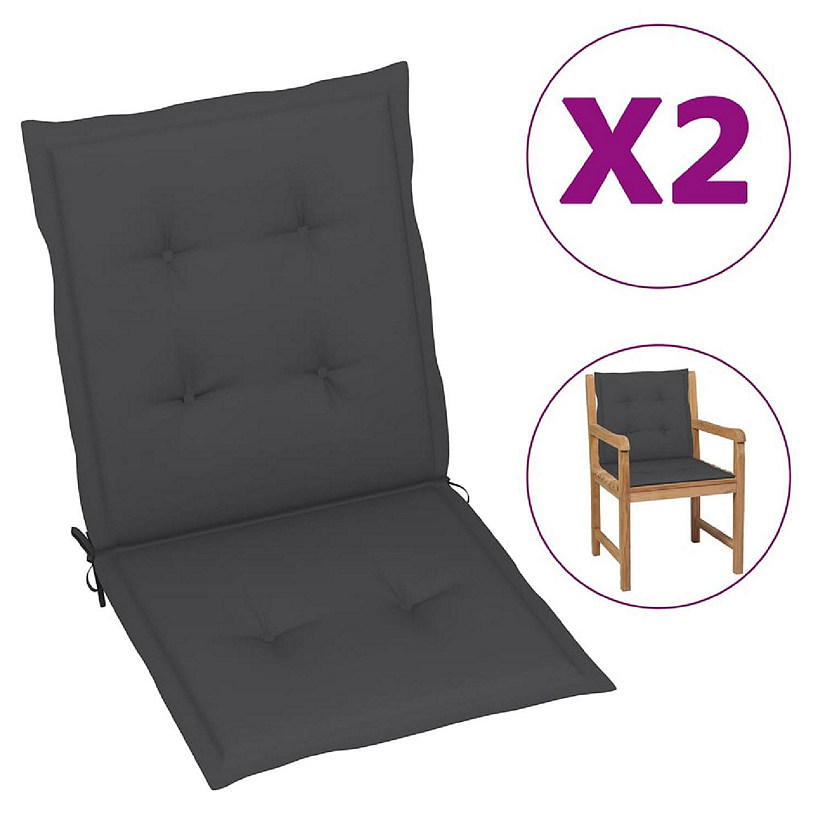 vidaXL Garden Lowback Chair Cushions 2 pcs Anthracite 39.4"x19.7"x1.2" Oxford Fabric Image