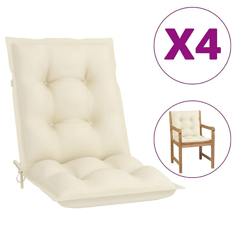 vidaXL Garden Lowback Chair Cushions 4 pcs Cream 39.4"x19.7"x2.8" Fabric Image