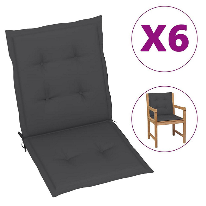 vidaXL Garden Lowback Chair Cushions 6 pcs Anthracite 39.4"x19.7"x1.2" Oxford Fabric Image