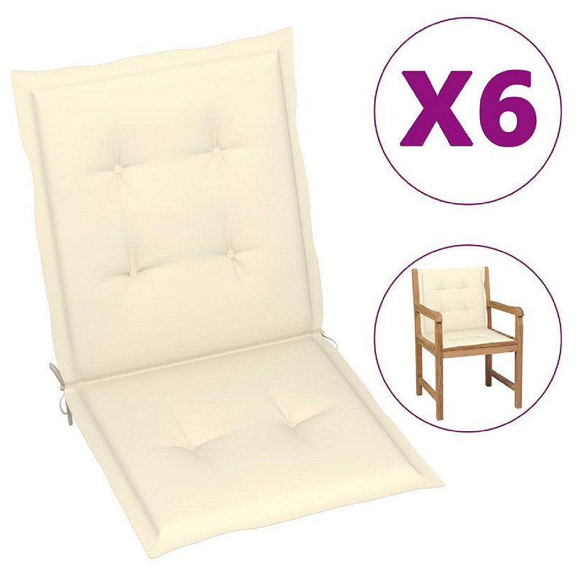 vidaXL Garden Lowback Chair Cushions 6 pcs Cream 39.4"x19.7"x1.2" Oxford Fabric Image