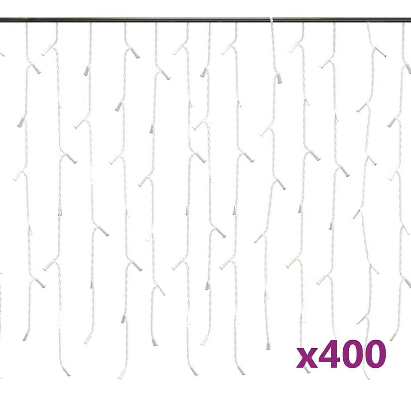 vidaXL LED Curtain Icicle Lights 393.7" 400 LED Cold White 8 Function Image