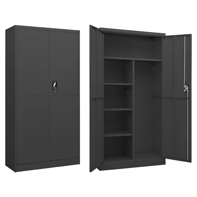 vidaXL Locker Cabinet Anthracite 35.4"x15.7"x70.9" Steel Image