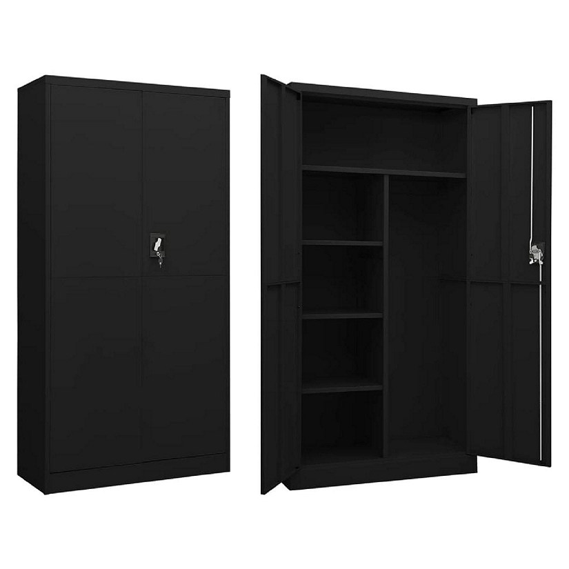 vidaXL Locker Cabinet Black 35.4"x15.7"x70.9" Steel Image