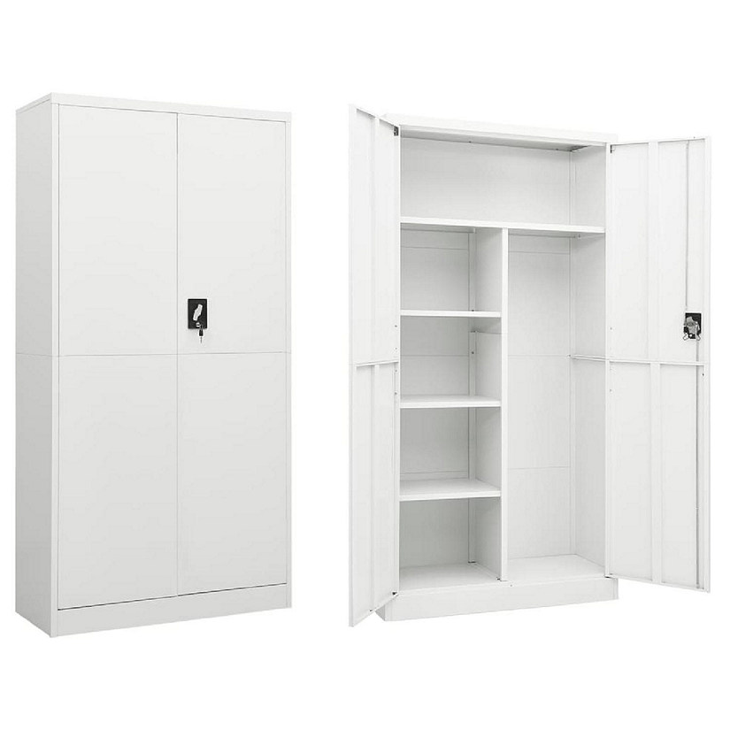 vidaXL Locker Cabinet White 35.4"x15.7"x70.9" Steel Image
