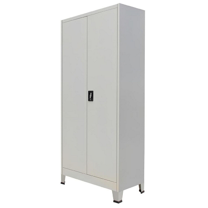 vidaXL Office Cabinet with 2 Doors Steel 35.4"x15.7"x70.9" Gray Image
