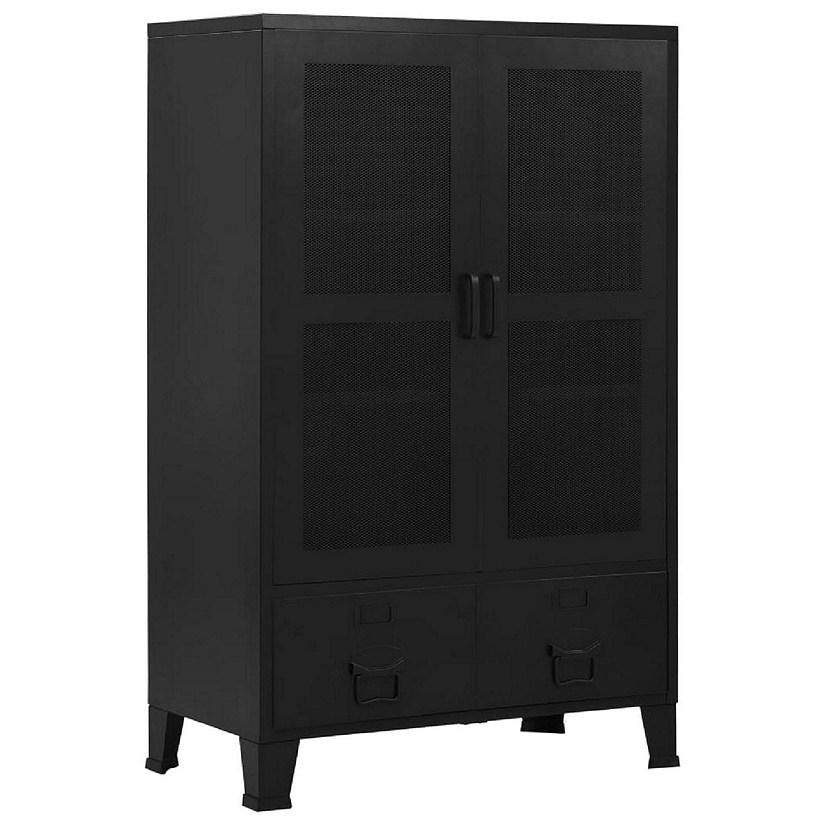 vidaXL Office Cabinet with Mesh Doors Industrial Black 29.5"x15.7"x47.2" Steel Image