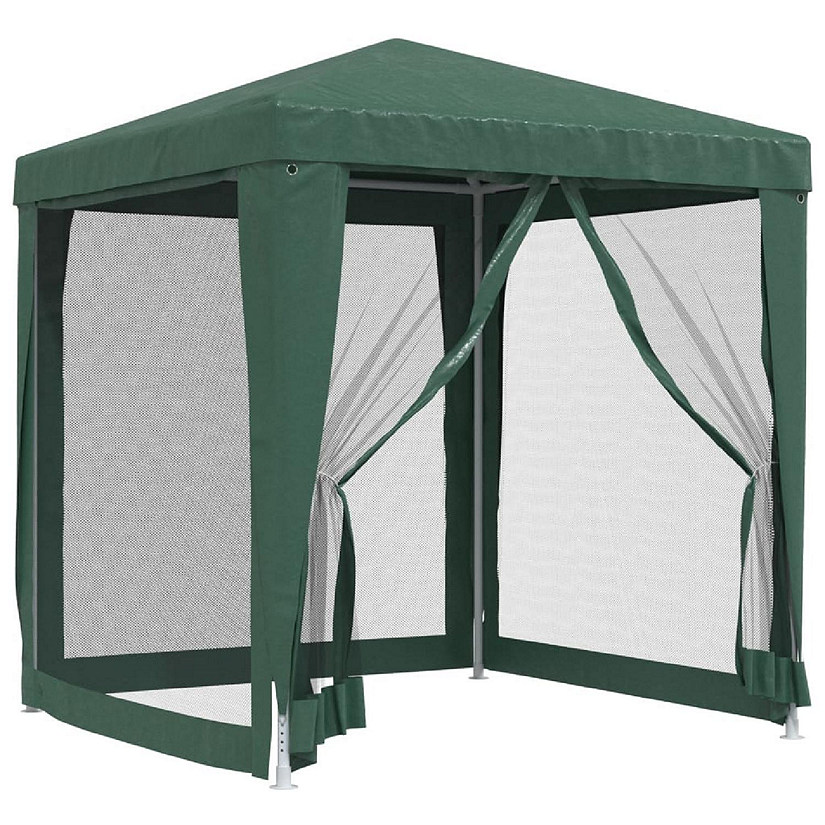 vidaXL Party Tent with 4 Mesh Sidewalls Green 6.6'x6.6' HDPE Image