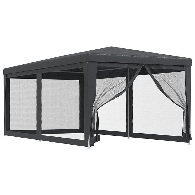 vidaXL Party Tent with 6 Mesh Sidewalls Anthracite 9.8'x19.7' HDPE Image