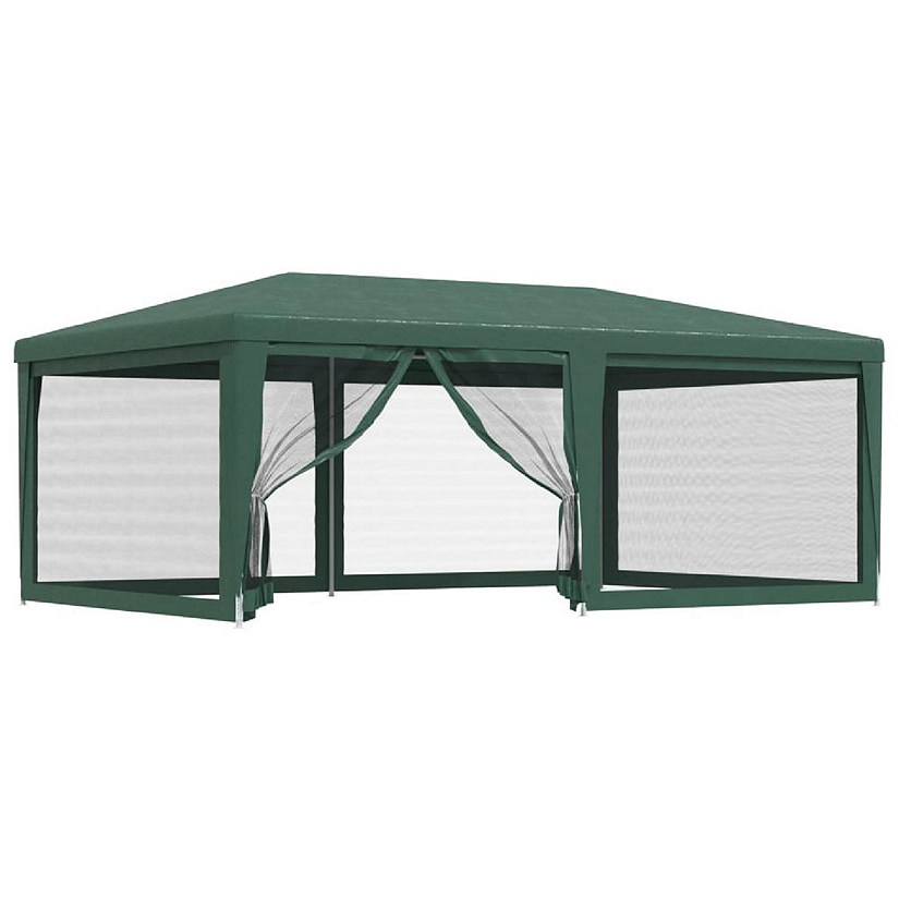 vidaXL Party Tent with 6 Mesh Sidewalls Green 19.7'x13.1' HDPE Image