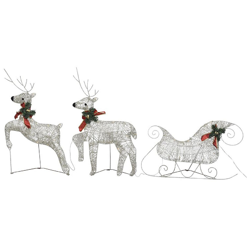 vidaXL Reindeer & Sleigh Christmas Decoration 60 LEDs Outdoor Gold Image