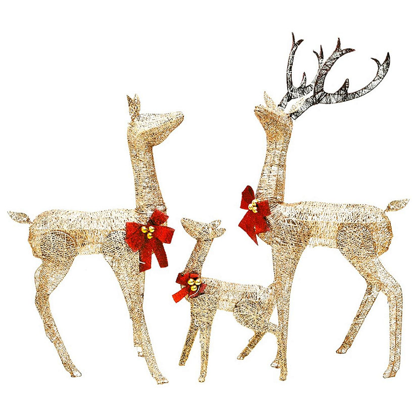 vidaXL Reindeer Family Christmas Decoration Gold 201 LEDs Image