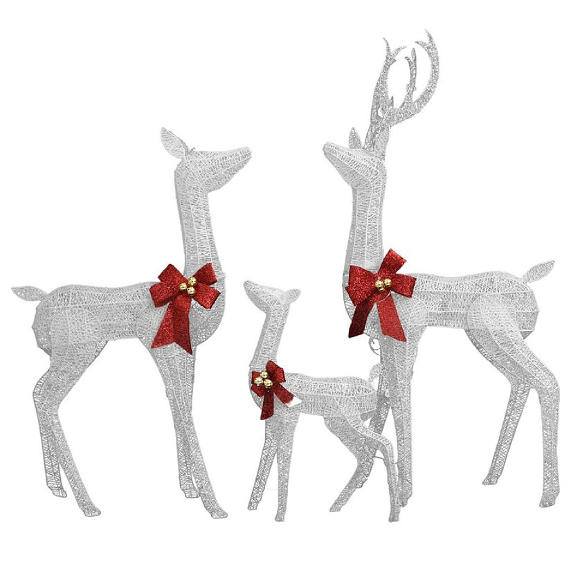 vidaXL Reindeer Family Christmas Decoration White and Silver 201 LEDs Image