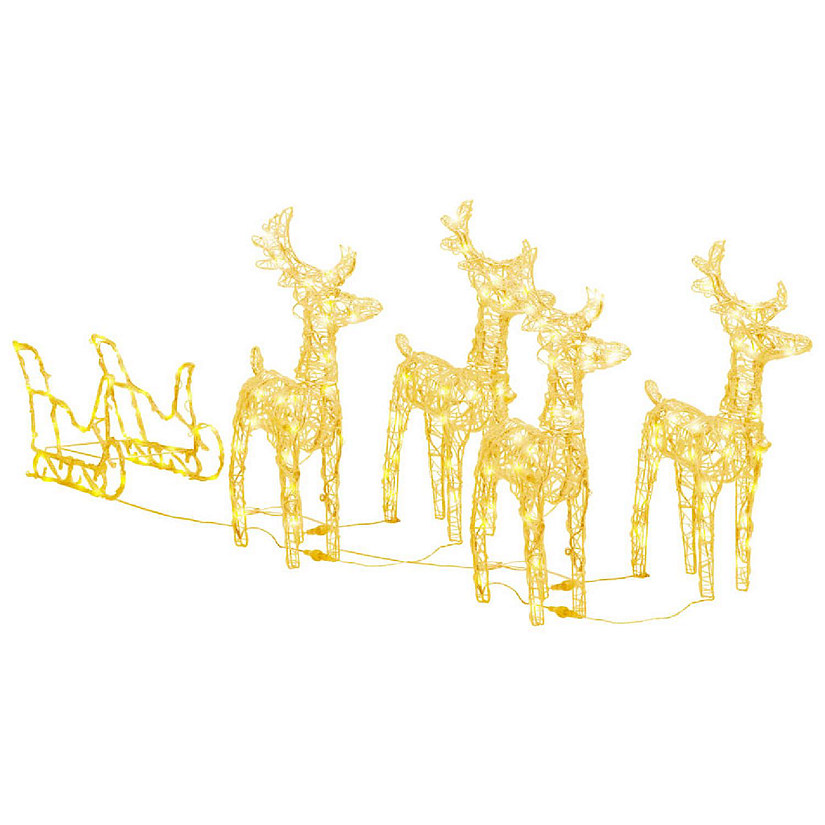vidaXL Reindeers & Sleigh Christmas Decoration 110.2"x11"x21.7" Acrylic Image