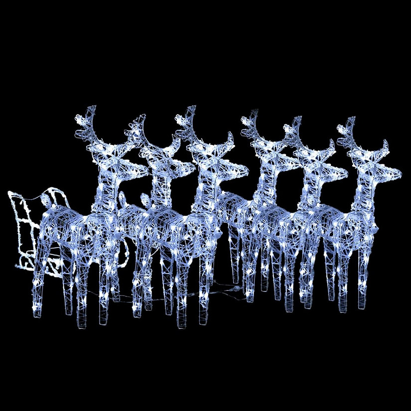 vidaXL Reindeers & Sleigh Christmas Decoration 320 LEDs Acrylic Image