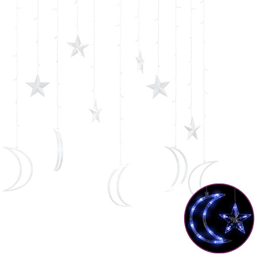 vidaXL Star and Moon Fairy Lights Remote Control 138 LED Blue Image