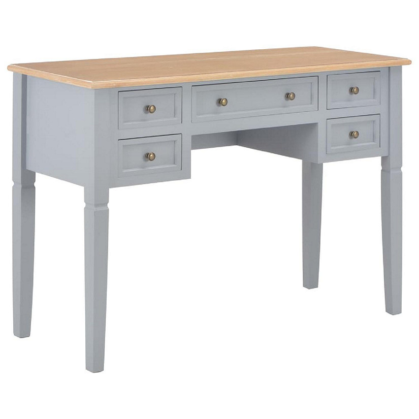 vidaXL Writing Desk Gray 43.1"x17.7"x30.5" Wood Image
