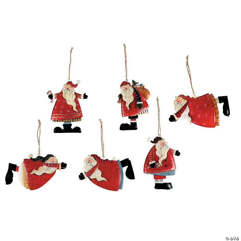 Vintage Santa Claus Metal Christmas Ornaments - 12 Pc. Image