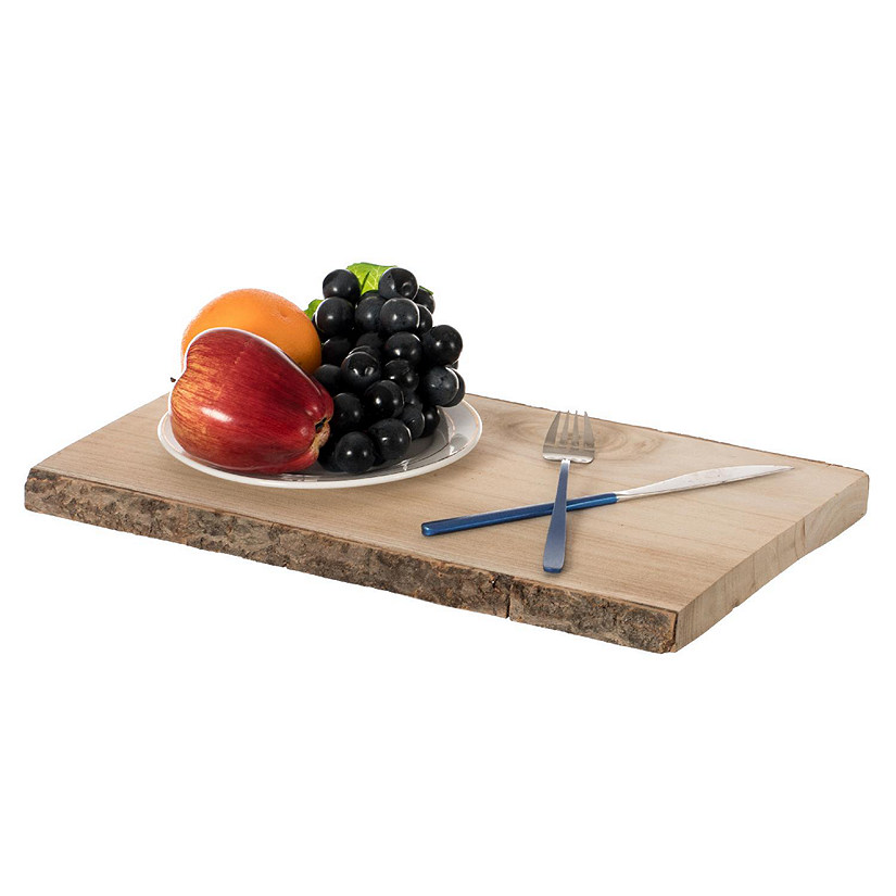 Vintiquewise 16" Rustic Natural Tree Log Wooden Rectangular Shape Serving Tray Cutting Board Image