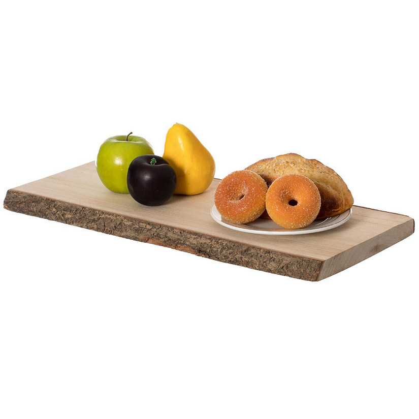 Vintiquewise 20"" Rustic Natural Tree Log Wooden Rectangular Shape Serving Tray Cutting Board Image