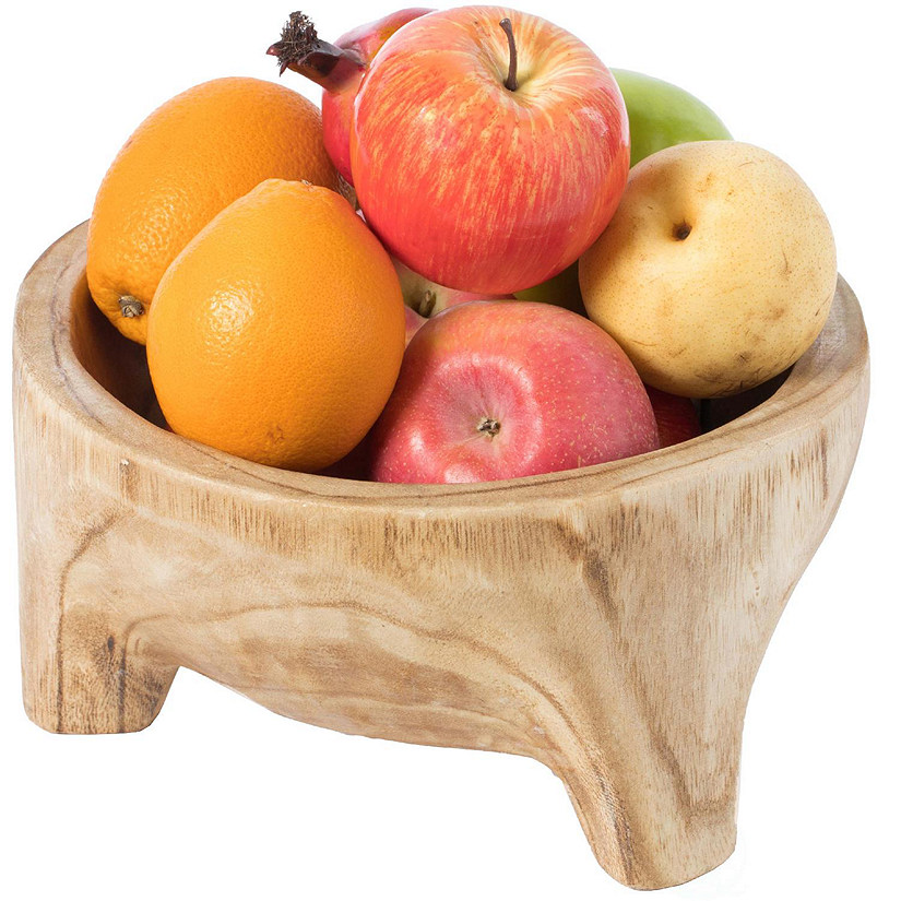 Vintiquewise Burned Wood Carved Small Serving Fruit Bowl Bread Basket Image