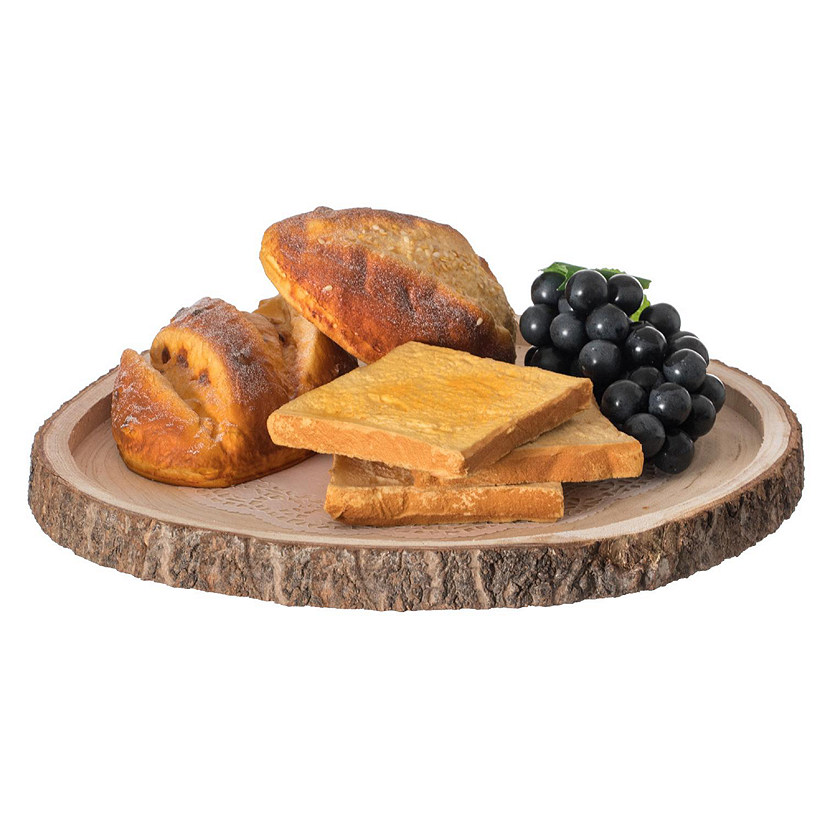 Vintiquewise Natural Wooden Bark Round Slice 16 inch Tray, Rustic Table Charger Centerpiece Image