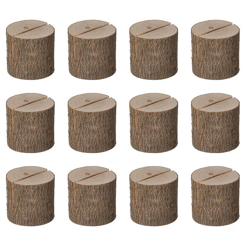 Vintiquewise Natural Wooden Rustic Table Wood Place Card Holder, Set of twelve Pieces Image
