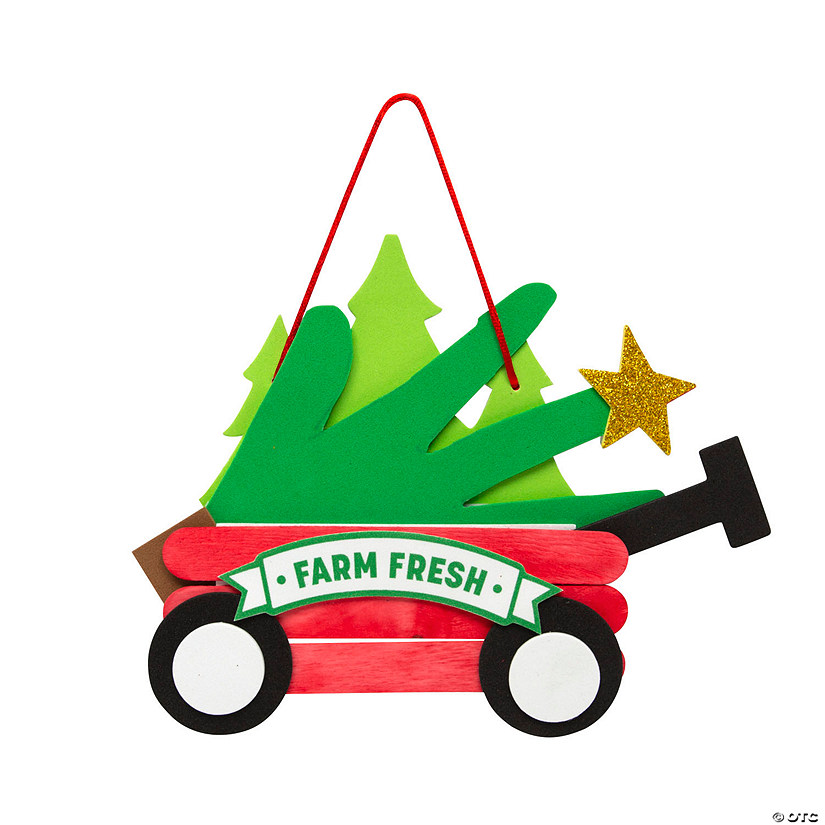 Wagon with Handprint Tree Christmas Ornament Craft Kit - Makes 12 Image