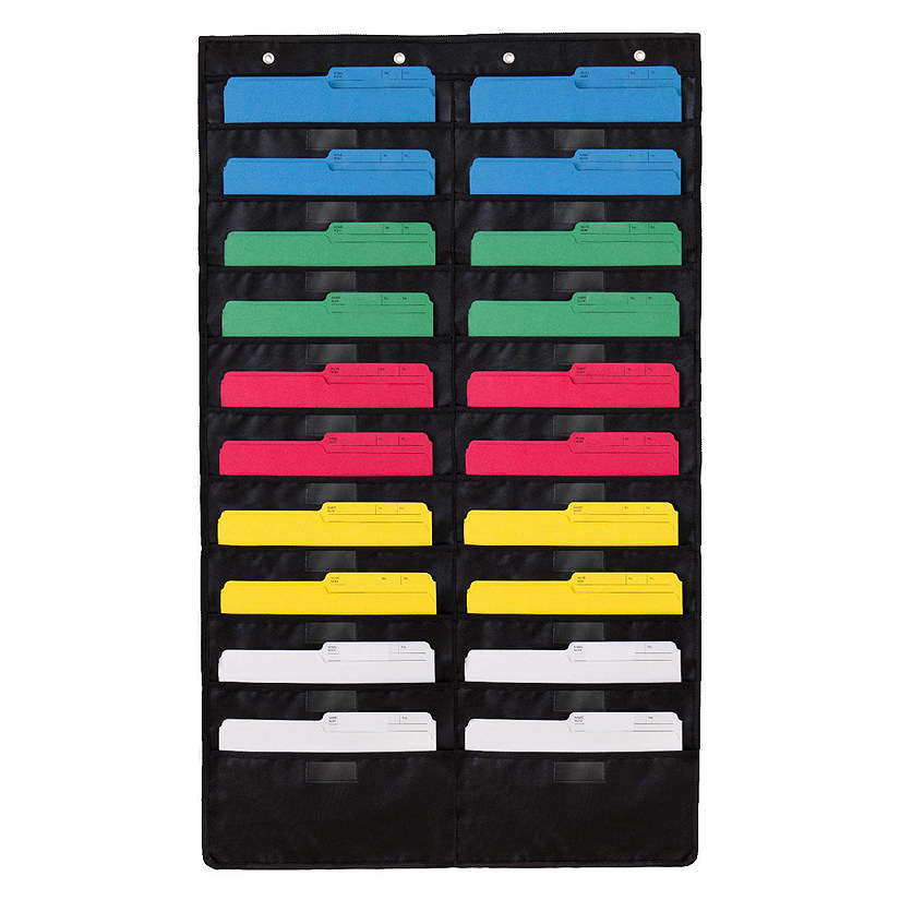 WallDeca Hanging File Organizer, Black, Letter-Sized, Storage Pocket Chart for Office  (20 Pockets - with Nametag) Image
