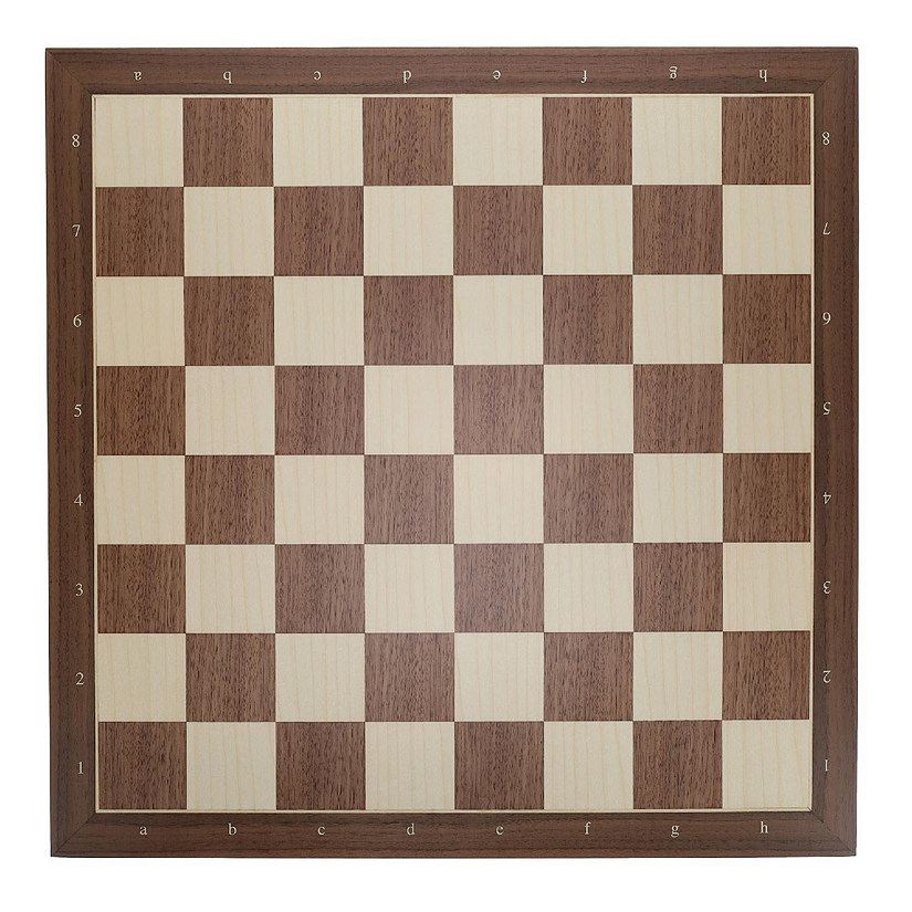 Walnut and Sycamore Wooden Chess Board with Algebraic Notation - 19.75 in. Image