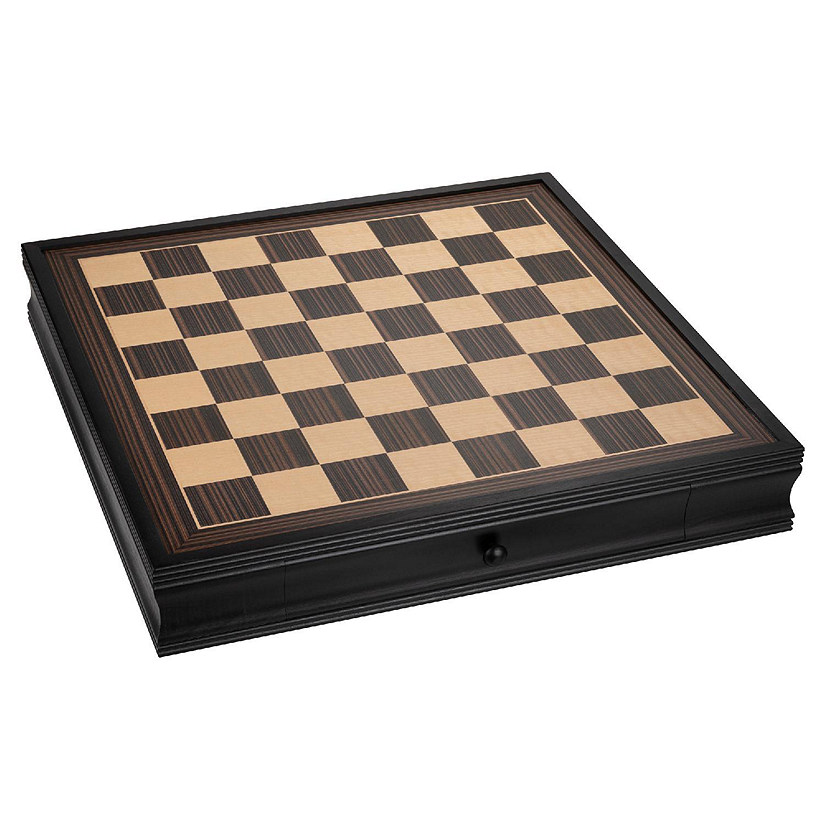 WE Games Black Stained Chess Board with Storage Drawers Image
