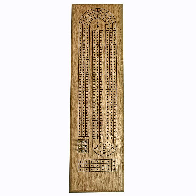 WE Games Classic Cribbage Set - Solid Wood Continuous 3 Track Board with Metal Pegs Image