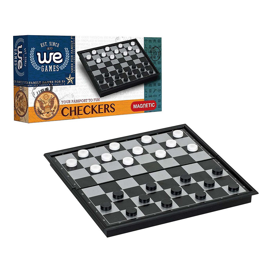 WE Games Foldable Travel Magnetic Checkers Set Image