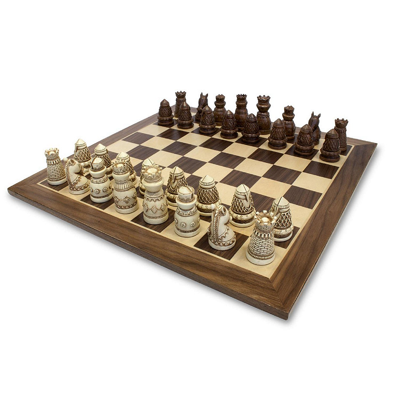 WE Games Medieval Themed Chess Set - 15 in. Wood Board, 2.185 in. King Image