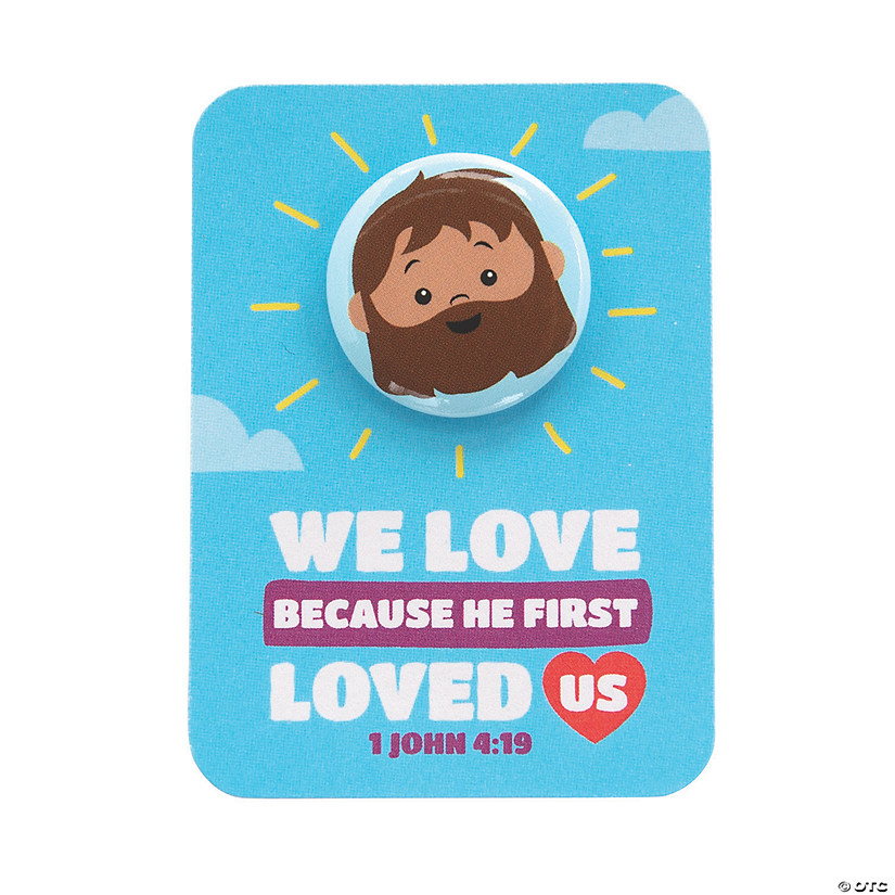 We Love Because He First Loved Us Mini Buttons with Card - 12 Pc. Image