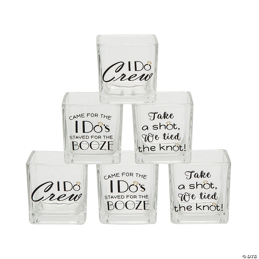 Wedding Favor Square Shot Glasses with Sayings - 3 Ct.  Image