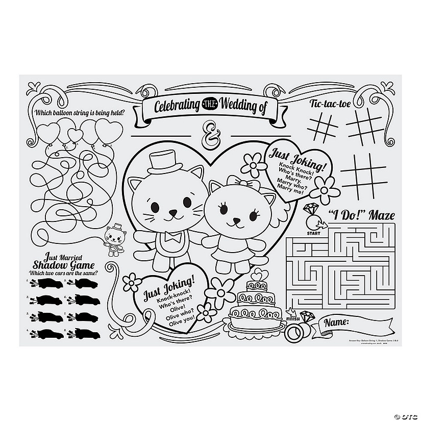 Wedding Kids&#8217; Table Activity Placemats - 12 Pc. Image