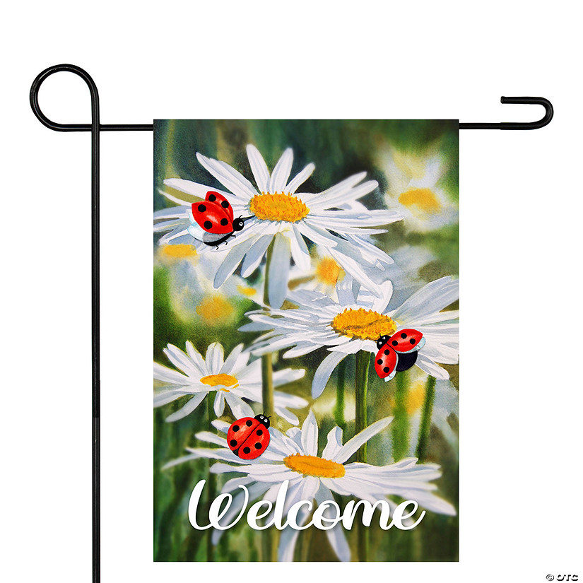 Welcome Ladybug and Daisey Outdoor Garden Flag 12.5" x 18" Image