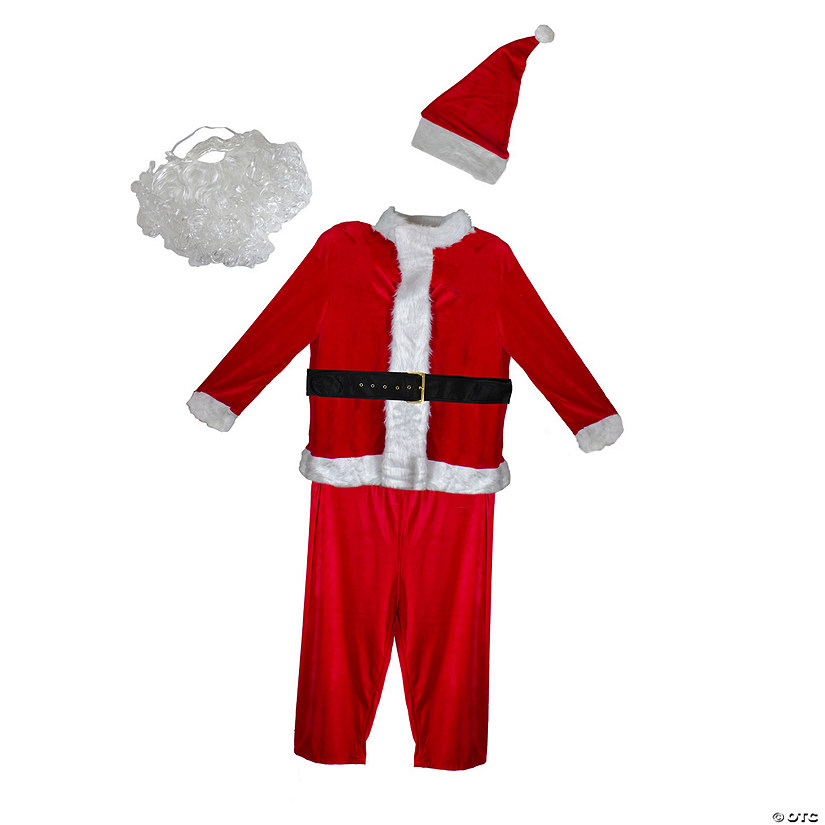White and Red Santa Claus Men's Christmas Costume Set - Plus Size Image