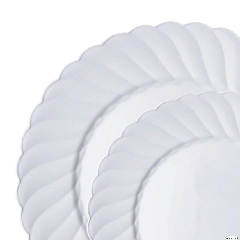 White Flair Plastic Dinnerware Value Set (36 Dinner Plates + 36 Salad Plates) Image