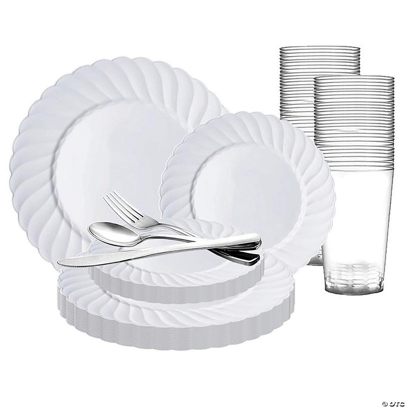 White Flair Plastic Dinnerware Value Set (72 Settings) Image