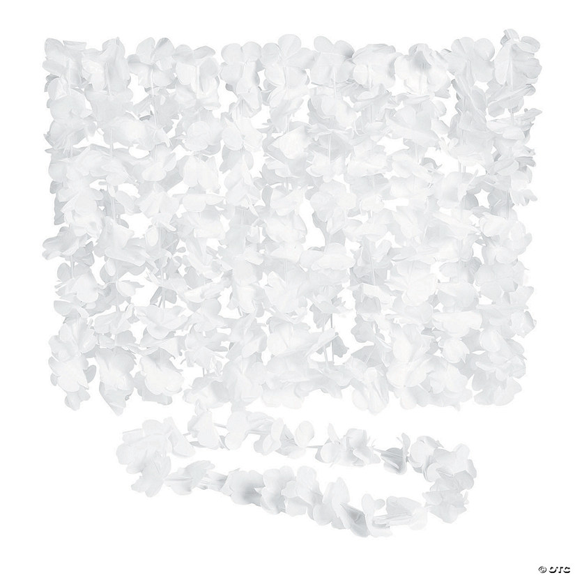 White Flower Plastic Leis - 12 Pc. Image